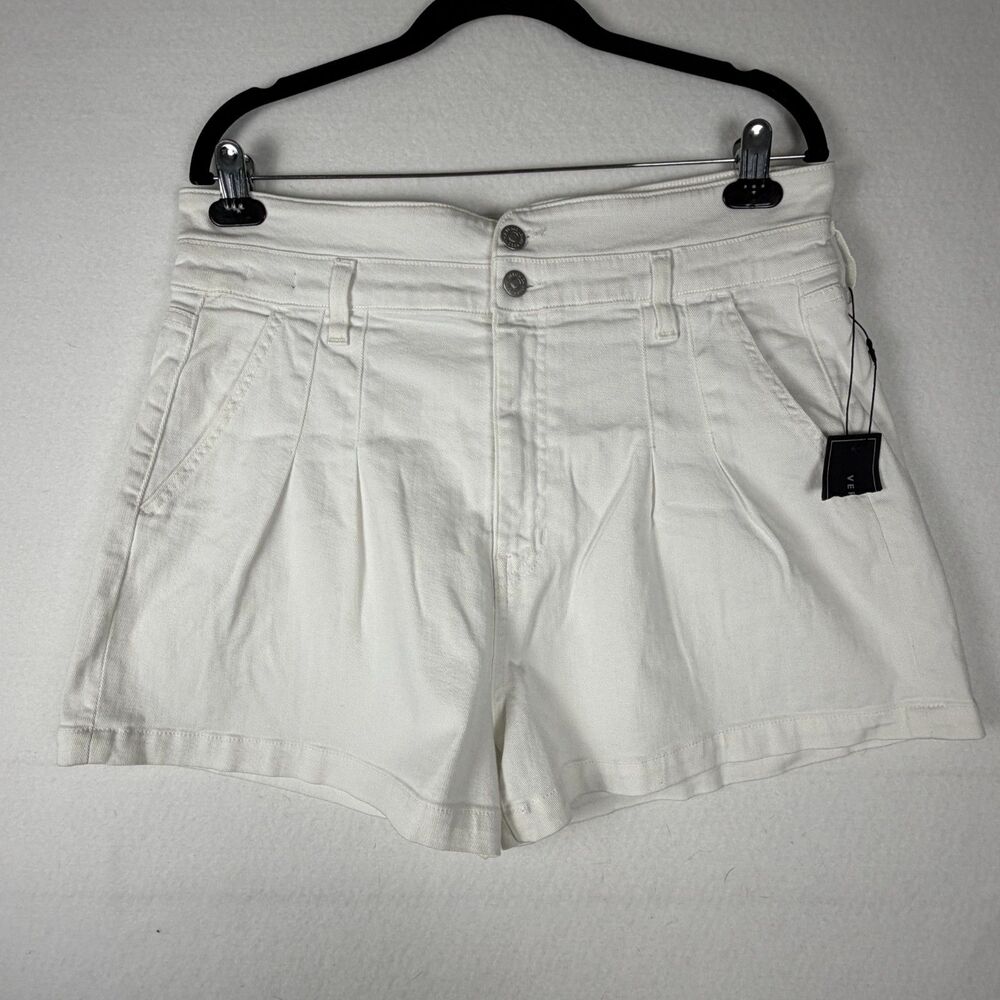 Veronica Beard Jeans Jaylen Shorts Women 32/14 White High Rise Pleated NWT